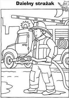 Illustration of a brave firefighter holding a hose with a fire truck in the background, ready to save lives and property.