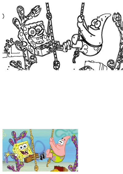 Spongebob and Patrick are having fun on the swing. The two best friends look so happy. This image is perfect for fans of the cartoon.