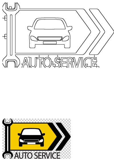 Auto service logo featuring a wrench and car in the middle on a yellow and white background. Repair shop branding for vehicle maintenance.