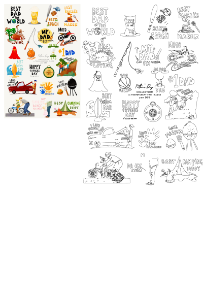 Happy Father’s Day graphic design featuring Fathers Day stickers and illustrations, perfect for art therapy projects and Fathers Day posters.