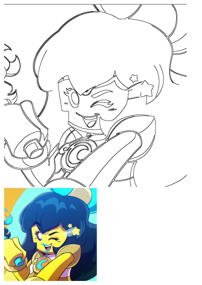 Image of a cartoon character with blue hair and yellow skin, winking and smiling while holding what appears to be a cellphone. A cartoon character holding a cell phone in her right hand