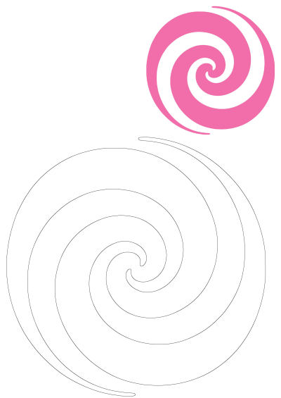 A captivating pink and white spiral design on a clean white background. This graphic element offers a simple and playful aesthetic.