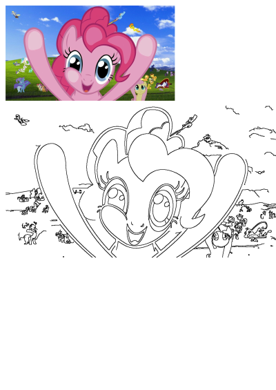 Cheerful Pinkie Pie with raised arms in a meadow filled with her friends, set against a classic Windows XP background with a bright sky.