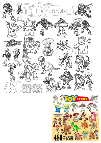 Cartoon characters from the movie Toy Story in 480 png and svg clipart format. Includes Woody, Buzz Lightyear, and more Toy Story characters.