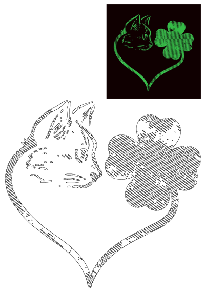 Cat Shamrock silhouette in green for St. Patrick's Day. Perfect for cat lovers & pet owners. Cute Kitten Silhouette with shamrock. 