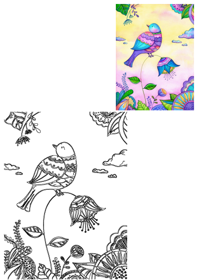 A vibrant painting showcasing a colorful bird perched atop a whimsical flower, a beautiful artistic representation as described. 