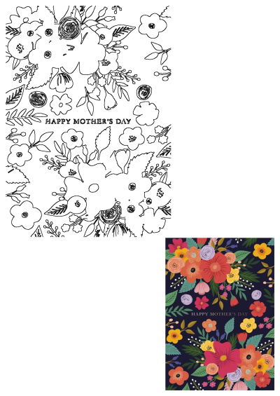 A happy mother's day card featuring colorful flowers,leaves, and a "Happy Mother's Day" message on a dark background. Perfect for showing love.