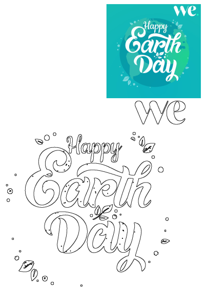 Earth Day poster featuring the words "Happy Earth Day" in white against a blue background with the earth in the background. Happy earth day poster.