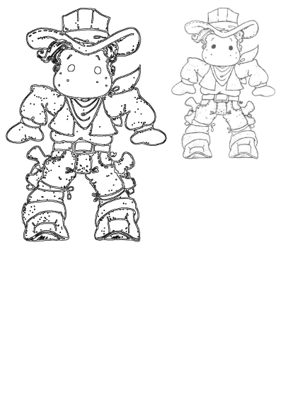 Pin op Markers. An illustration of a cowboy cartoon character for coloring pages, with a hat, scarf, shorts and cowboy boots.