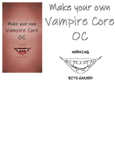 A warning: bite hazard! Design your own Vampire Core OC character with sharp fangs. Unleash your creativity with this intriguing aesthetic.