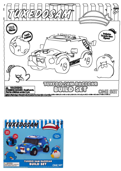 Hello Kitty And Friends Racecar Build Set featuring Tuxedo Sam. 125 pieces for creative building, suitable for children aged 6+. 