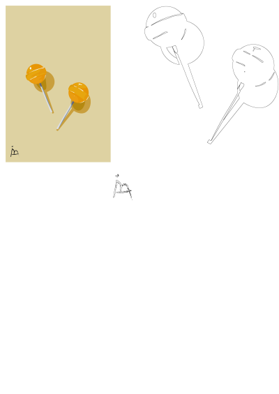 Image shows two yellow lollipops sitting on top of each other in front of a beige background. Sweet tooth, summer treat, candy concept.