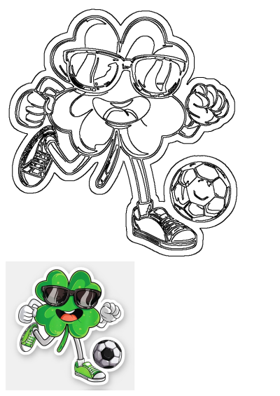 A fun sticker featuring a shamrock wearing sunglasses, kicking a soccer ball. Lucky charm for soccer lovers! 