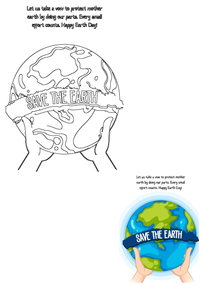 World Earth Day illustration featuring hands holding the Earth with a "Save The Earth" banner, reminding us to protect our planet.