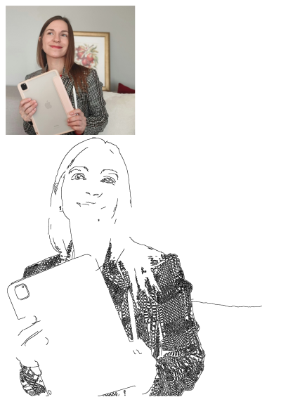 CoCoArt_Ua, illustrator and pattern designer, holds an iPad Pro and stylus. This creative professional showcases her tools of the trade.