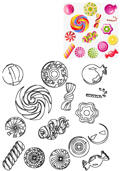 An assortment of colorful candies and lollipops on a white background illustration. Includes lollipops, wrapped candies, and other sweet treats.