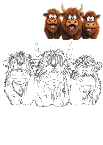 Funny Highland Cows Clipart - PNG, JPG digital download for card making, clip art, digital paper, sublimation t-shirts and more.