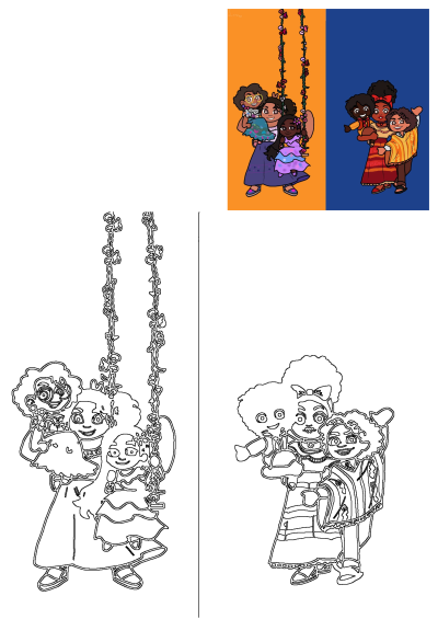 Fanarts Encanto!! Charming fan art illustration of the Madrigal family from Encanto. Featuring Mirabel, Isabela, and Luisa, and other members.