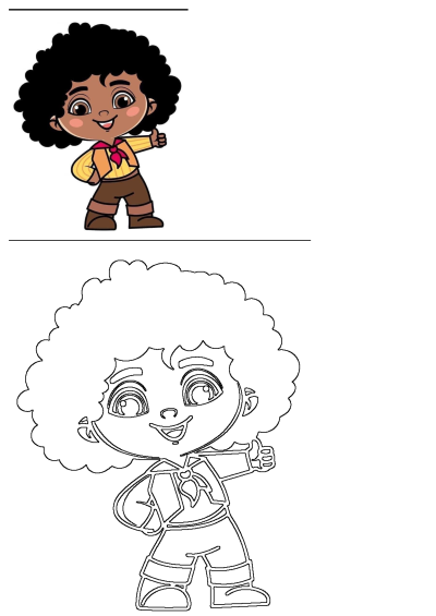 Cute cartoon illustration of a cheerful boy with curly hair giving a thumbs up. Perfect for kids' content and positive messages. 