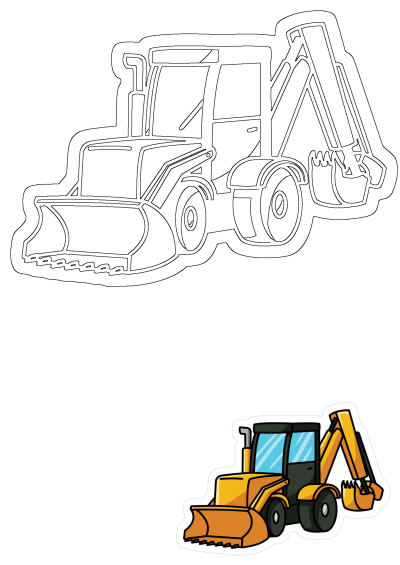 Yellow construction vehicle sticker on a white background. Perfect for adding a touch of construction fun to any surface, with space for text.