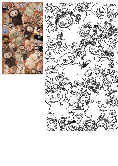 Image shows many different types of stuffed animals, including bunnies, on a brown background. Collection of Larubus Plush Dolls.