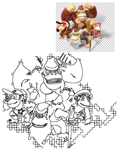 Donkey Kong and animated characters from the Donkey Kong video game, a cartoon character photo featuring the popular apes in a group pose.