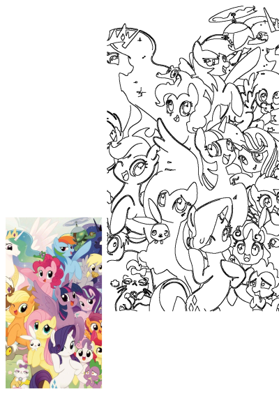 Illustration of many My Little Pony characters together in the grass. Featuring popular ponies from Friendship is Magic animated series.