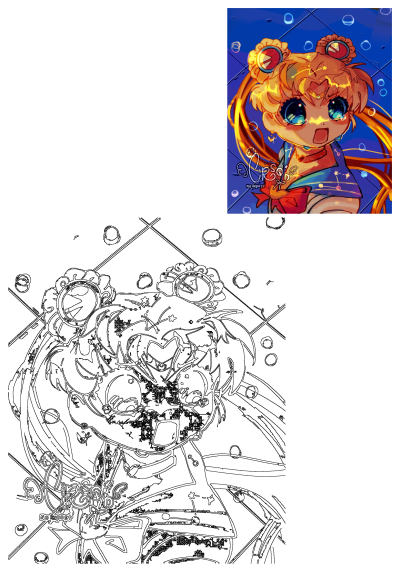 Digital illustration of a chibi Sailor Moon character with starry eyes and flowing hair. #illust #illustration #art #sailormoon