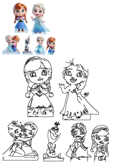The frozen princess figurines are shown in various poses and sizes, including one with an. Featuring Anna, Elsa and Olaf.