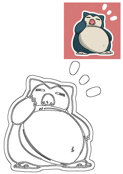 A cartoon Snorlax character sticker holding his hand to his face as if yawning or sleepy. Cute and relatable illustration for fans.
