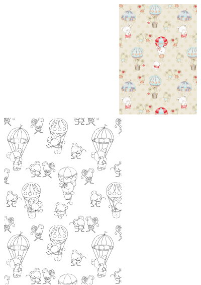 An adorable wallpaper with teddy bears and mice enjoying hot air balloon rides amidst a starry sky. Perfect for a nursery or playroom.