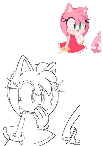 An image of Amy Rose, a cartoon character with pink hair from Sonic the Hedgehog, looking surprised with her hand covering her mouth.