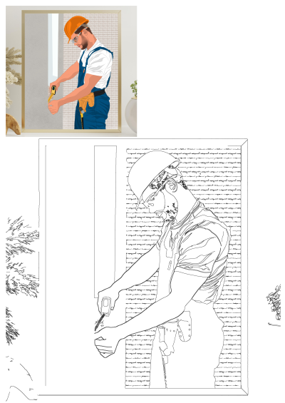 Construction worker in overalls and an orange helmet using a tape measure. Alt: A man in overalls and an orange helmet is holding a screwdriver