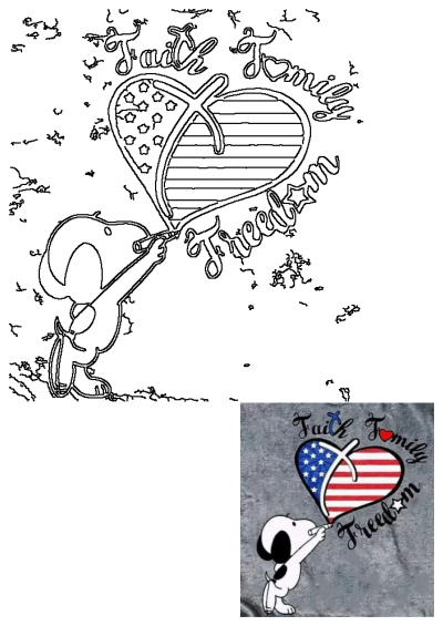 A snoopy dog holding an american flag heart with the words faith, family and freedom written on it, showcasing patriotic values and character.