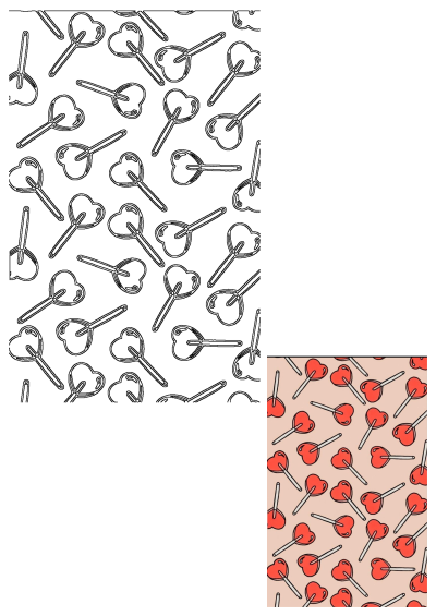 A sweet pattern of red heart-shaped lollipops. Perfect for Valentine's Day, candy lovers, or adding a touch of love and sweetness. 