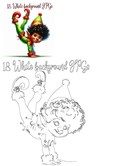 Vibrant digital illustration of a mischievous Christmas elf in a playful handstand pose, dressed in festive green and red.