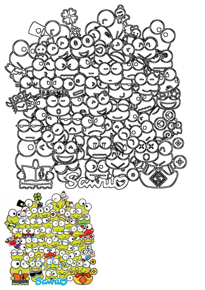 A group of green Keroppi cartoon characters displaying a wide range of emotions and expressions,alt: a bunch of green cartoon characters.