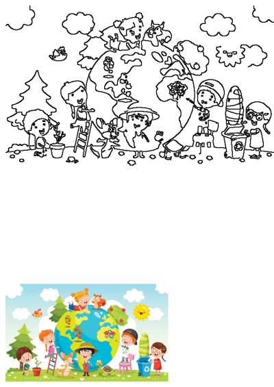 Children with animals and plants stand near an Earth globe, promoting environmental awareness and showcasing global unity and care for our planet.