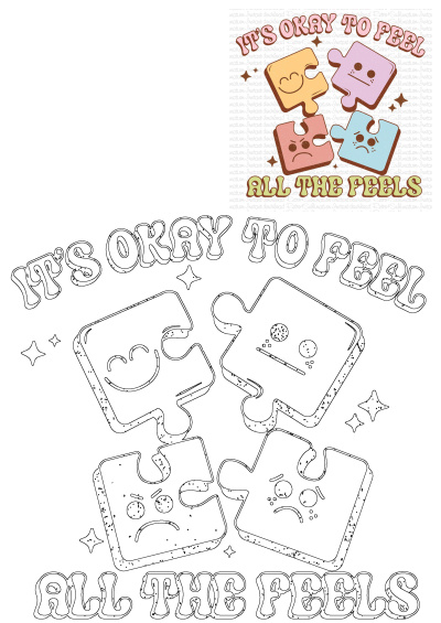 It's Okay to Feel All the Feels image with puzzle pieces showing different emotions. #Understanding #Wellness #Nurturing #Mental #SelfCare #Wellbeing