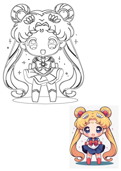 Adorable chibi style illustration of Sailor Moon. This fan art features her classic sailor suit, blonde pigtails, and iconic tiara.