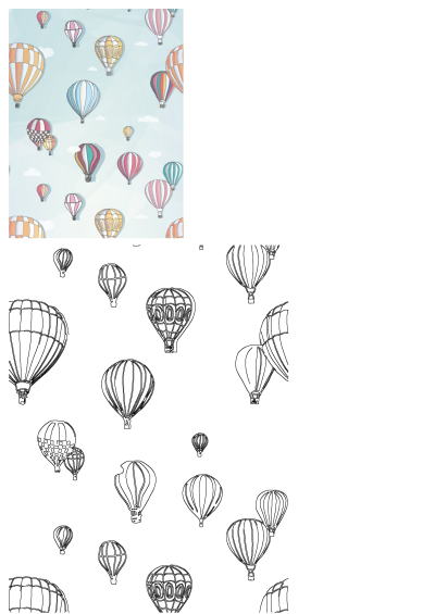 Vibrant illustration of colorful hot air balloons flying in the sky, creating a whimsical pattern and fun background design.