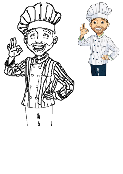 Illustration of a friendly, happy cartoon chef in uniform making the OK sign with his hand. Perfect for culinary and food-related themes.