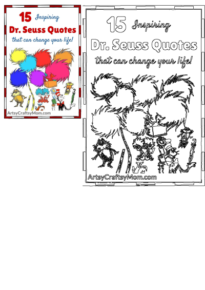 Colorful image featuring famous Dr. Seuss characters, above the text: '15 Inspiring Dr. Seuss Quotes that can change your life!'