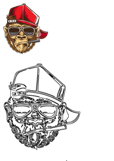 Funky monkey vector sticker featuring a cool ape with a red cap, sunglasses, a gold chain, and a cigar. Free sticker download.