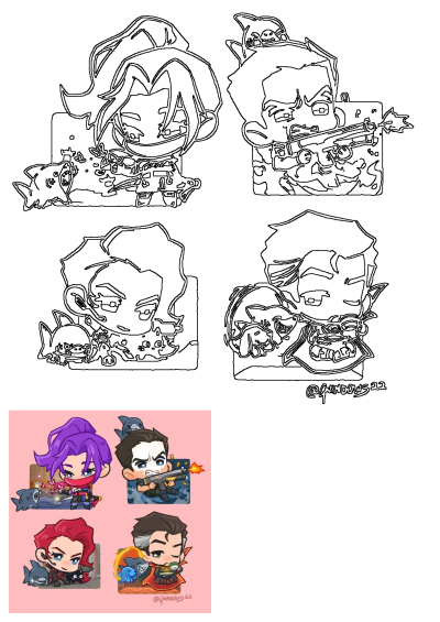 Chibi style Marvel characters art featuring superhero comic figures with sharks. From Rarvels Mivals ?‍? pin by e e, 2025 Marvel comics art.