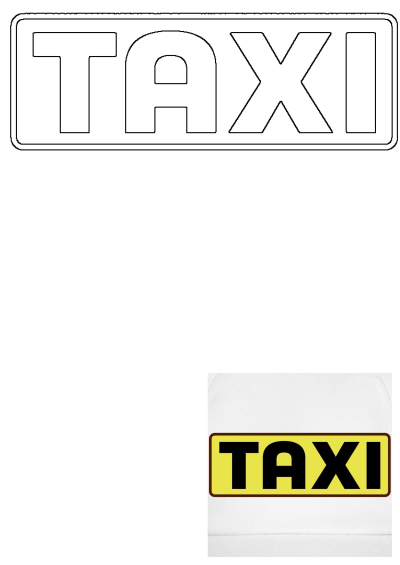 Close-up of a white hat with the word 'taxi' printed in black and yellow on the front. A stylish and practical accessory.