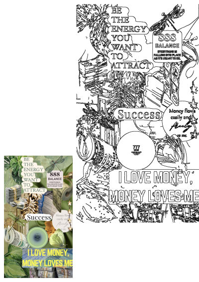 Vision board wallpaper featuring money affirmations like 'I love money, money loves me' and spiritual symbols for an iPhone background.