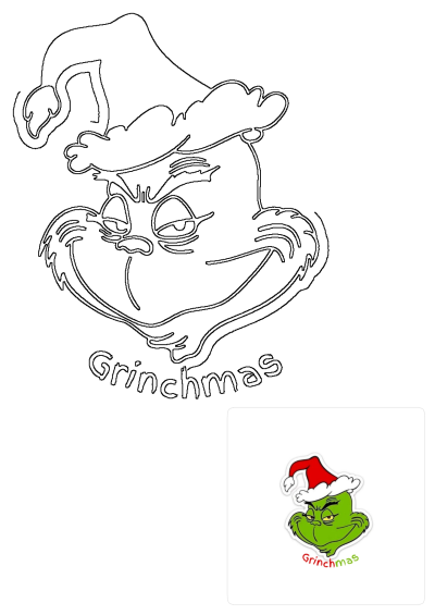 Grinchmas sticker image featuring the Grinch wearing a Santa hat. Funny Christmas illustration with a humorous Grinch character.