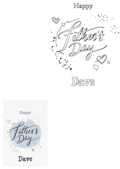 Happy Father's Day card for Dave. Features hearts and a blue watercolor background. A thoughtful gift for Father's Day.