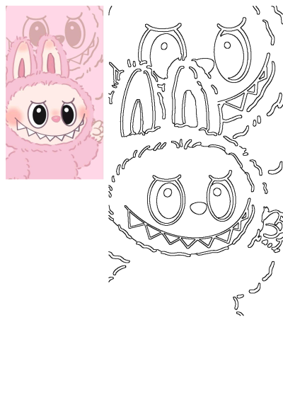 Cute pink monster bunny cartoon character. This kawaii illustration features a monster dressed as a bunny with a playful grin.